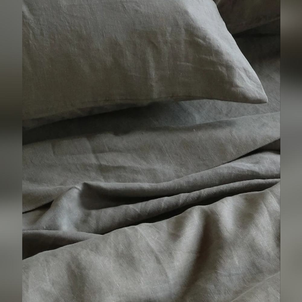 Bokser Home French Linen And Cotton Duvet Cover Moss